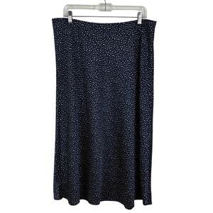 J. Crew Navy White Dot Satin Midi Skirt XL style BI731 pull on
